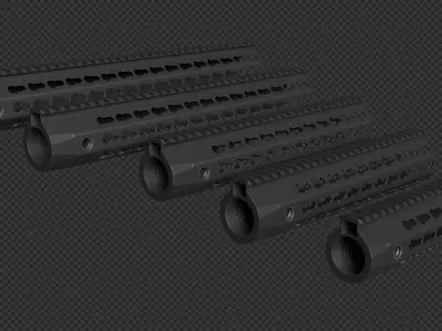 AR-15 KAC URX4 KeyMod Bundle Low-poly 3D model