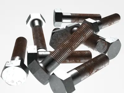 Rusty bolt set 3D model