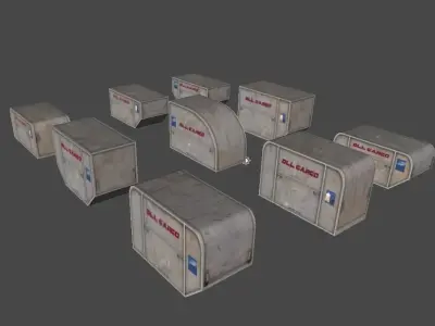 Mobile aircargo containers Low-poly 3D model
