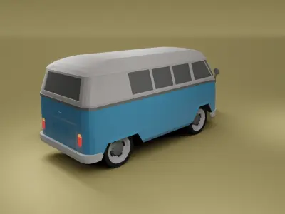 Volkswagen type 2 1967 low poly 3D model Low-poly 3D model