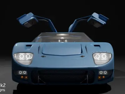 GT40 with Full Interior and Engine Free 3D model