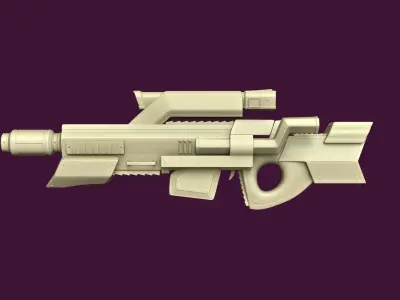 Sci-Fi Assault Rifle - Female Character Design Low-poly 3D model