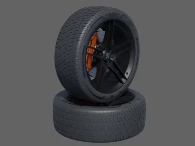 3d Wheel Model of Bridgestone Potenza RE980AS PLUS Low-poly 3D model