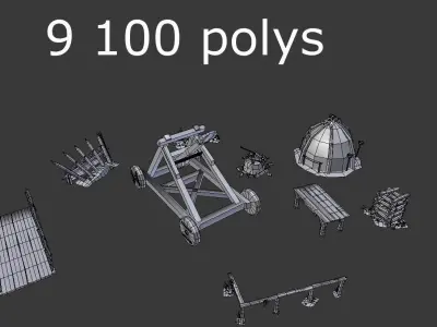 9 low poly medieval props pack Low-poly 3D model