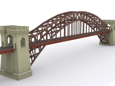 Hell Gate Bridge Low-poly 3D model