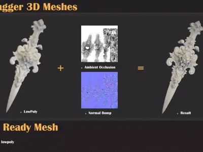 37 Dagger 3d meshes - VOL68 3D model