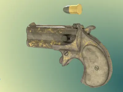 Remington Derringer Low-poly 3D model