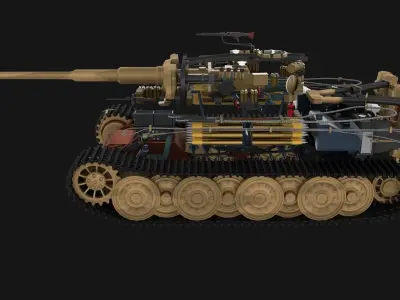 Fully built Panzer Tiger Tank Late 1944 v2 Firing HDRI 3D model