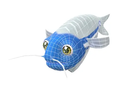Glass Cat fish animated Low-poly 3D model