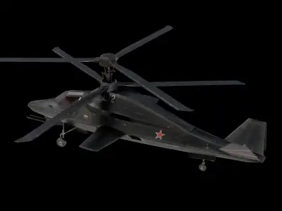 Ka 58 black Ghost Helicopter Low-poly 3D model