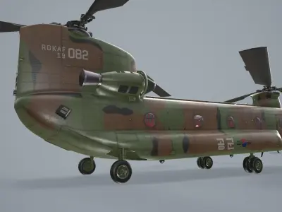 CH-47 Chinook Korean Air Force Complex Animation Low-poly 3D model