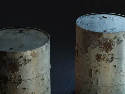 Rusty Metal Barrels PBR Low-poly 3D model