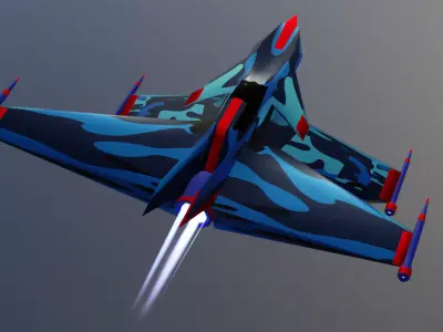 Futuristic Jet Fighter Game Ready 3D Model Low-poly 3D model