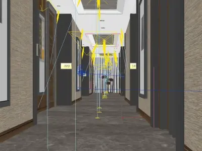 Modern Luxury Hotel Corridor Design 3D model