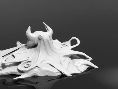 Squid on stones 3D 3D model