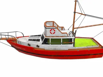 Fishing Boat Low-poly PBR Low-poly 3D model