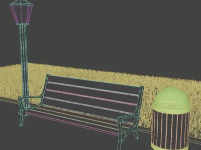 Park Assets Stylized Low-poly 3D model