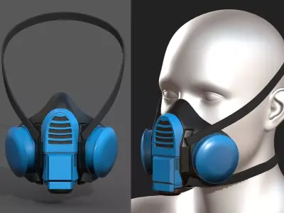 Gas mask plastic protection isolated plastic scifi  Low-poly 3D model