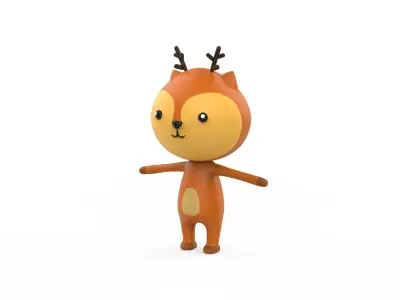Stylized Character 001 Deer  Low-poly 3D model