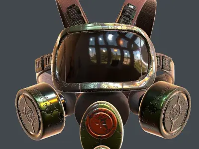 Gas mask helmet 3d model scifi Low-poly Low-poly 3D model