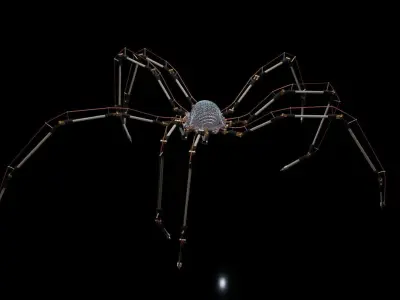 Mechanical Spider rigged and fully animated 3D model