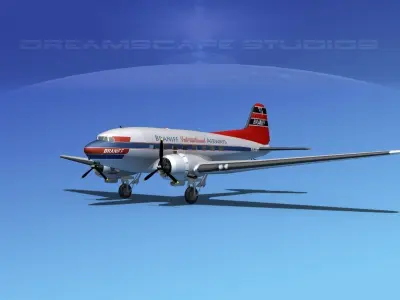 Douglas DC-3 Braniff 3D model