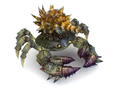 Gray Giant Crab Shell Crayfish Arthropods Sea Animal Low-poly 3D model