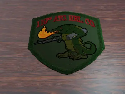 Patch alligator with gun on 3D model