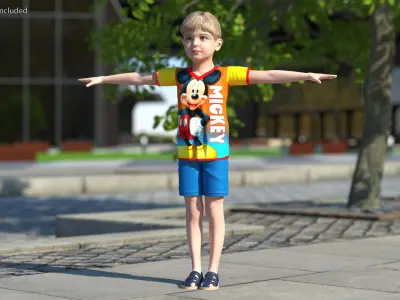 Realistic Child Boy Rigged 3D model