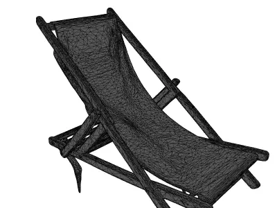 Folding Wooden Deck Beach Chair 3D model
