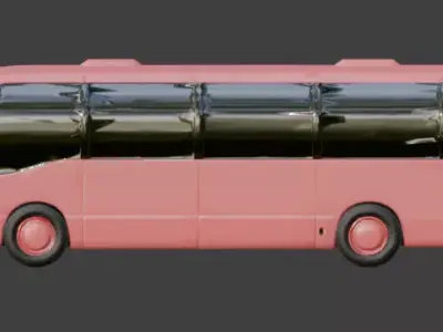 Pink Cartoon Bus 3D Model Low-poly 3D model