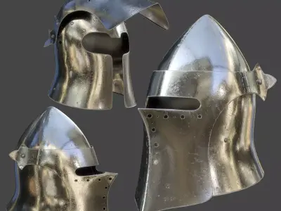 Visored Barbuta Helmet Low-poly 3D model