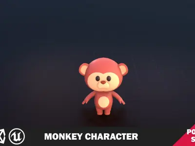 Funny Monkey Character Lowpoly Low-poly 3D model