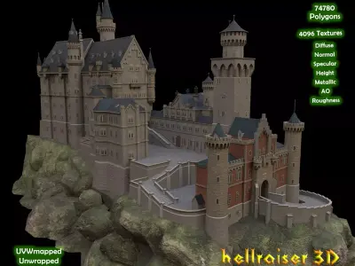 Neuschwanstein Castle - PBR Textured Low-poly 3D model
