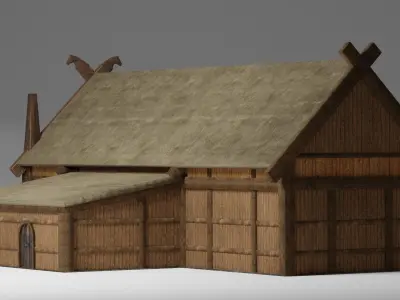 Viking Great Hall Low-poly 3D model
