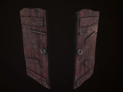 Old Wooden Door Low-poly 3D model