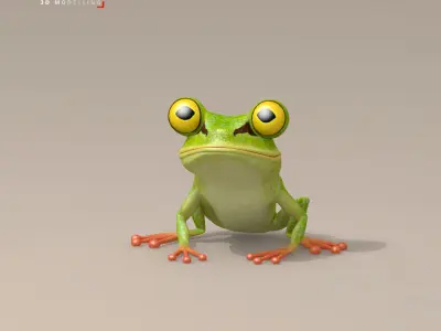 Frog cartoon character 3D model