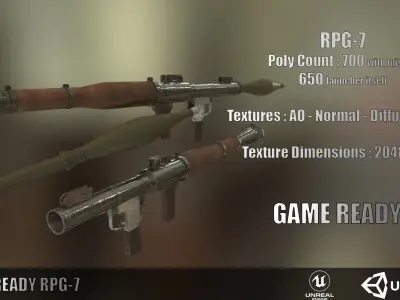 RPG7 Low Poly Game Ready gun Low-poly 3D model