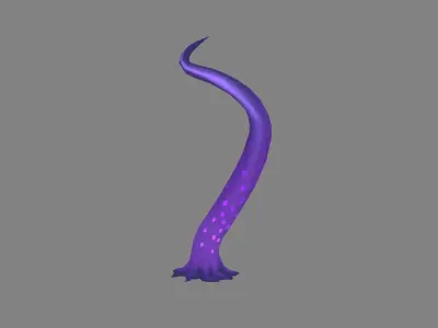 Cartoon Purple Tentacle - Sea monster Low-poly 3D model