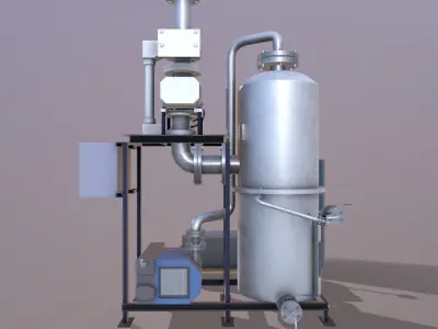 Pump and Tank Low-poly 3D model