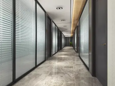Modern Office Hallway Design 3D model