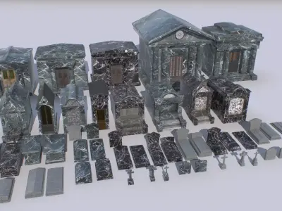 Mausoleums Tombs and Graves pack 2 Low-poly 3D model
