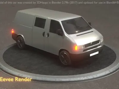 City Car 68 Commercial Transporter Type-C Silver Low-poly 3D model