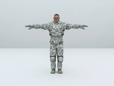 Nervous soldier Low-poly 3D model