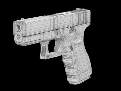 Glock 19 Pink Low-poly 3D model