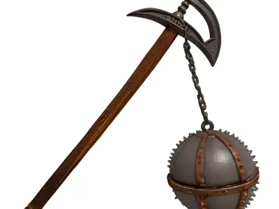 Rusty Medieval Flail 3D Model 3D model