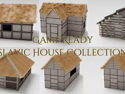 Slavic Houses Collection Low-poly 3D model