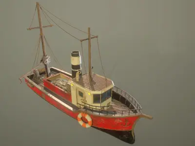 Fisher boat Low-poly 3D model