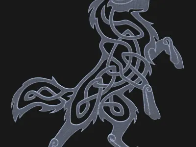 Celtic Wolf Pendant Low-poly 3D model