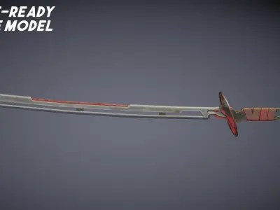 Ski-FI two-handed BLADE or KATANA Low-poly 3D model
